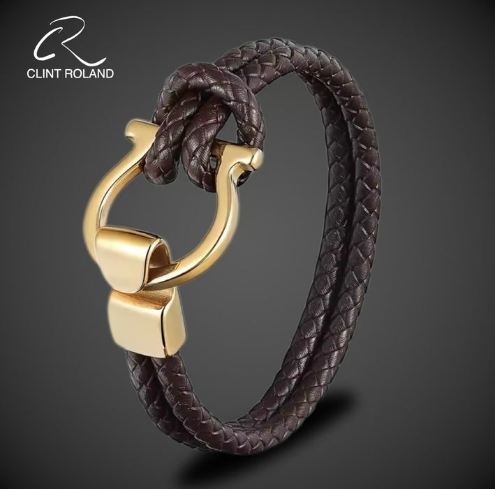 Elegant Equestrian designed clasp with braided Premium Leather Bracelet