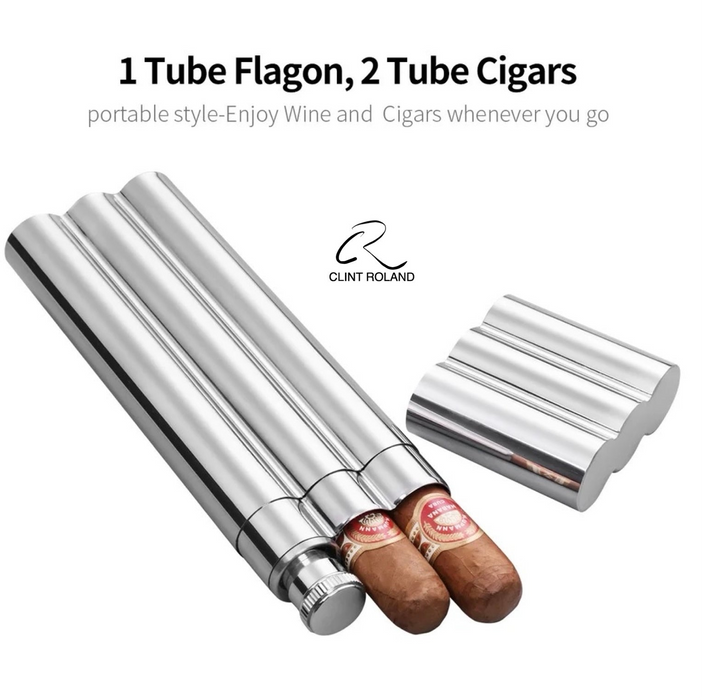 Triple Tubed - Cigar and Liquid Pocket Flask