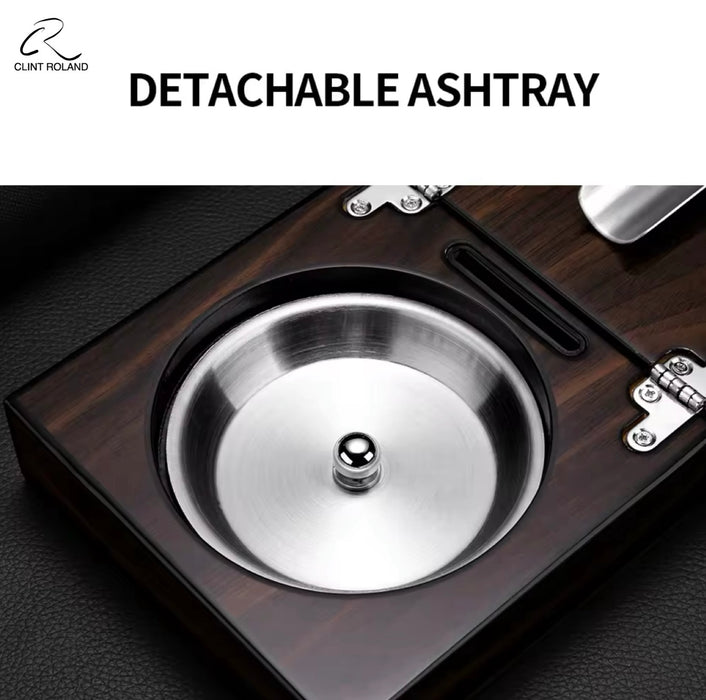 Retro Merbau Wood Small Foldable Cigar Ashtray