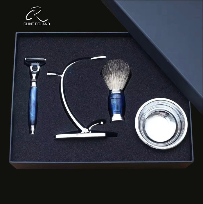 Coffret cadeau de rasoirs Mach en marbre bleu