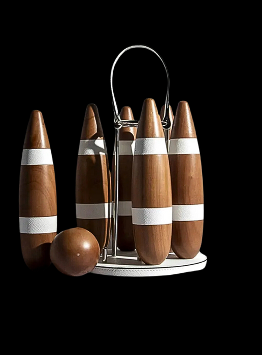 Retro Wooden 6Pin Bowling Set