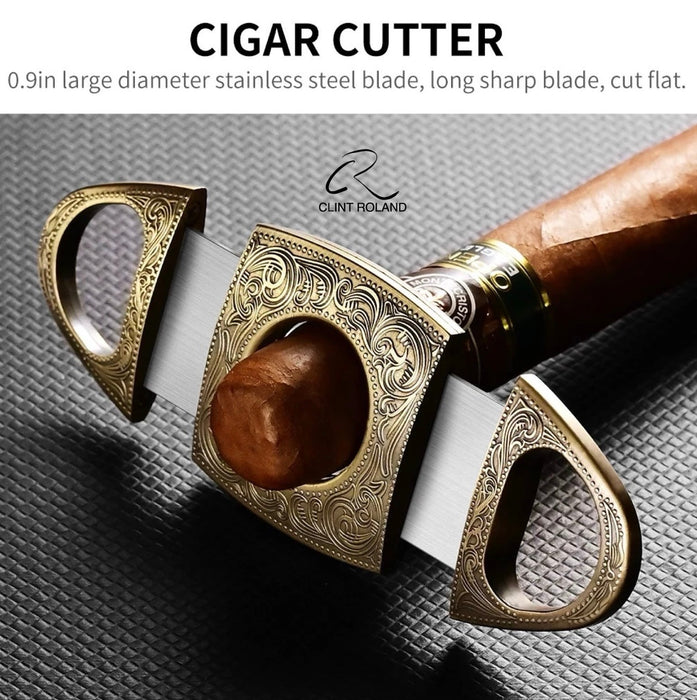 Cave à cigares portable en cuir tressé et bois de cèdre