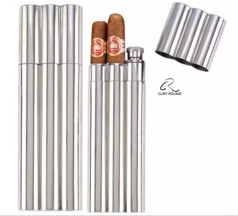 Triple Tubed - Cigar and Liquid Pocket Flask