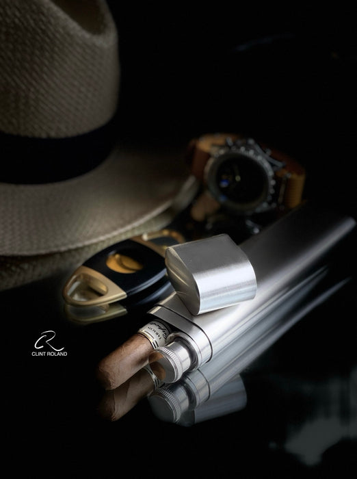 Elegant Cigar and Whiskey Hip Flask