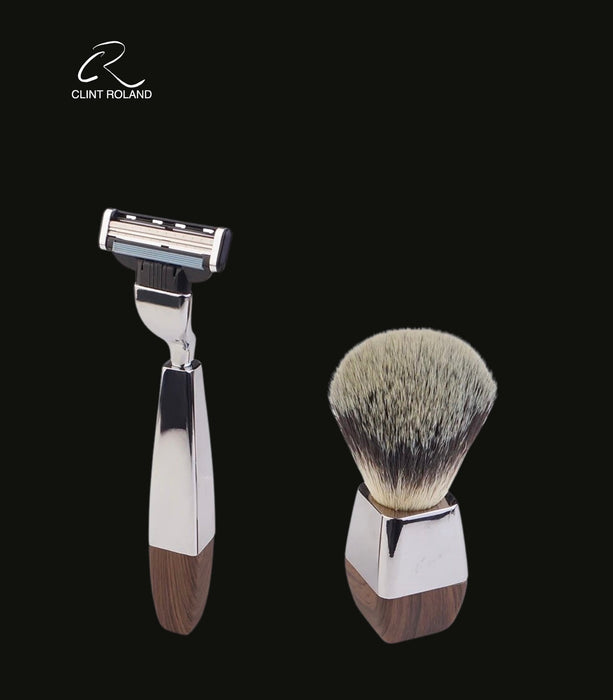 Coffret cadeau de rasoirs modernes en bois et chrome MACH111