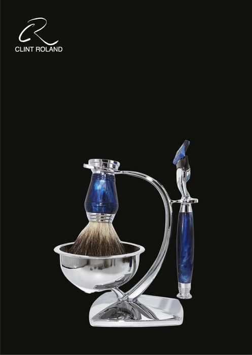 Set de regalo de maquinilla de afeitar Fusion de color azul jaspeado