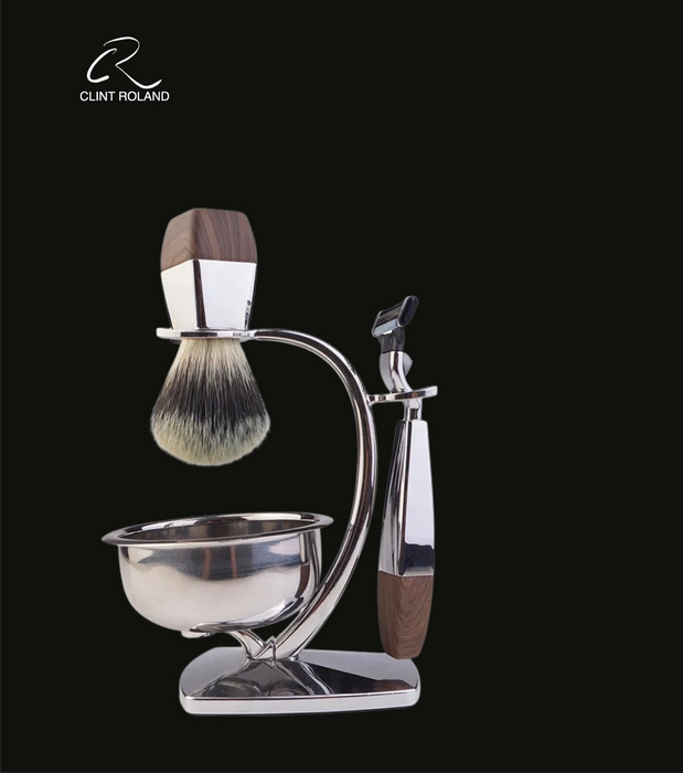 Coffret cadeau de rasoirs modernes en bois et chrome MACH111