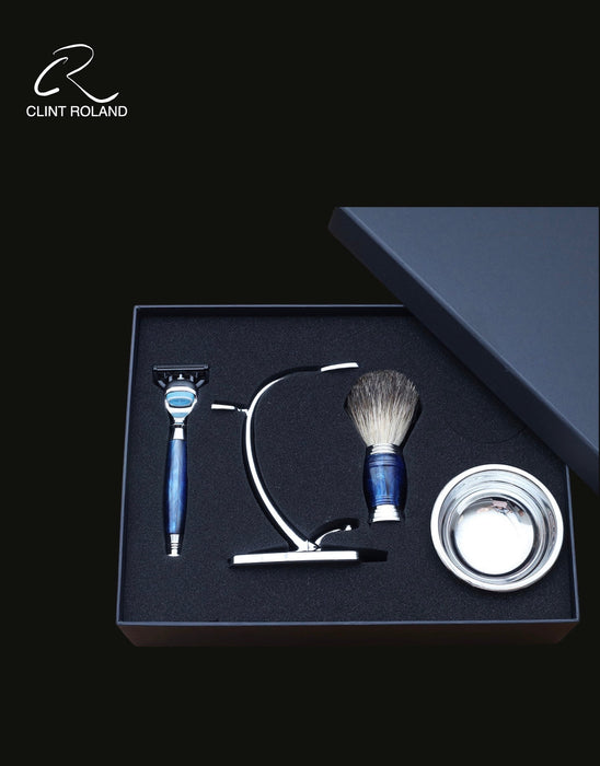 Coffret cadeau de rasoirs Fusion marbrés bleus