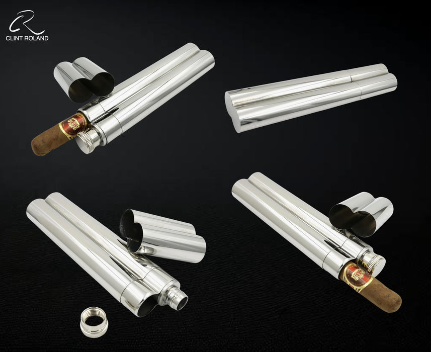 Single Cigar Tube with Liquid Pocket Flask