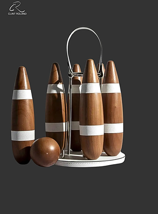 Retro Wooden 6Pin Bowling Set