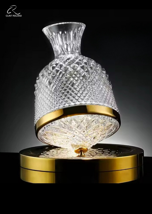 Elegant Rotating Crystal Decanter