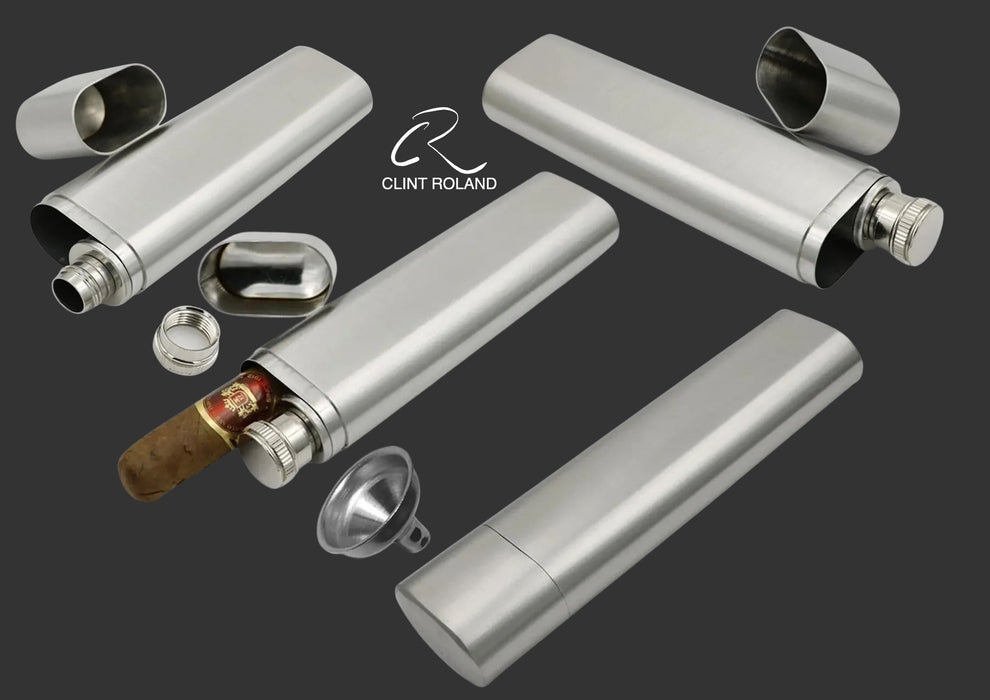 Elegant Cigar and Whiskey Hip Flask