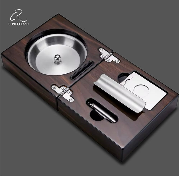 Retro Merbau Wood Small Foldable Cigar Ashtray