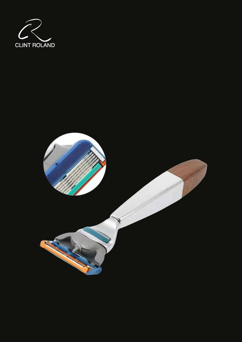 Coffret cadeau de rasoirs FUSION modernes en bois et chrome