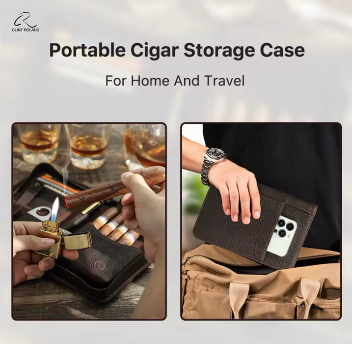 Portable Leather Cigar Case