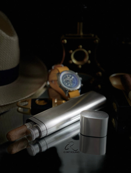 Elegant Cigar and Whiskey Hip Flask