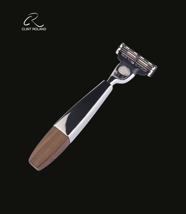 Coffret cadeau de rasoirs modernes en bois et chrome MACH111