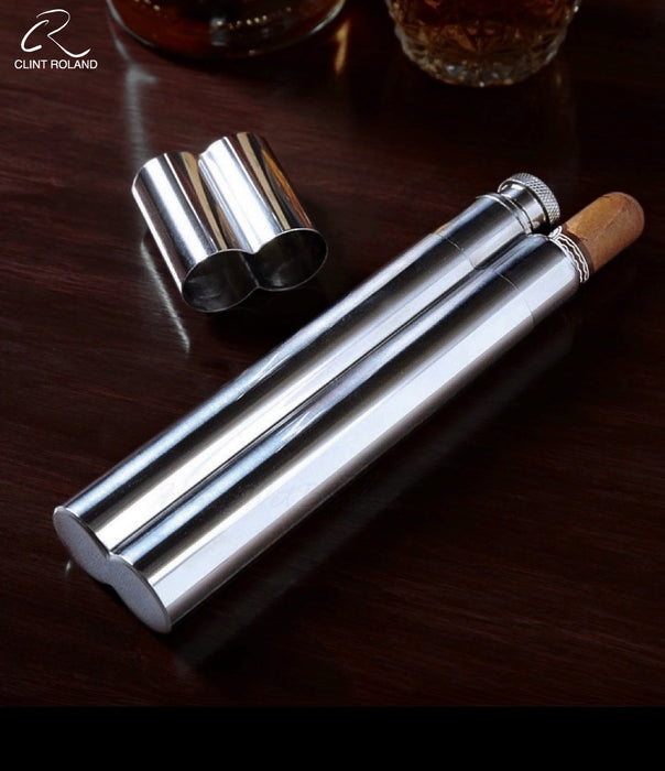 Single Cigar Tube with Liquid Pocket Flask