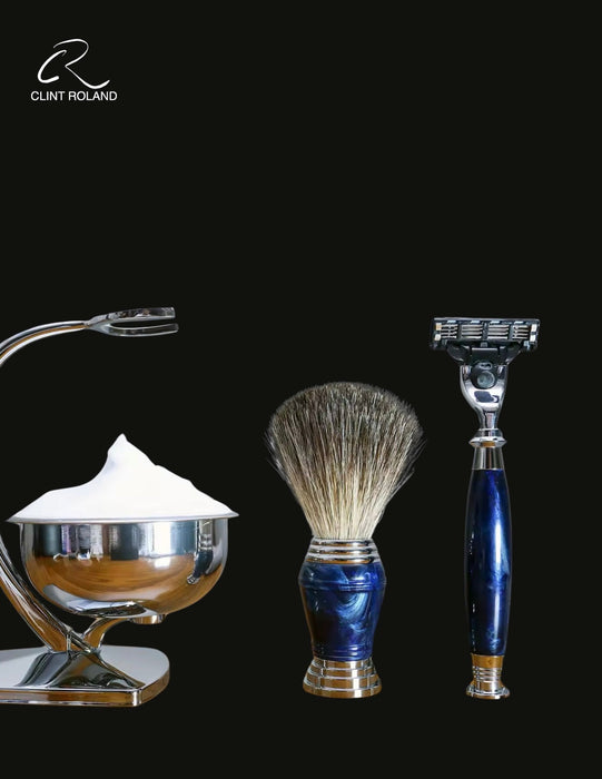 Coffret cadeau de rasoirs Mach en marbre bleu