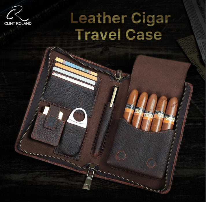 Portable Leather Cigar Case