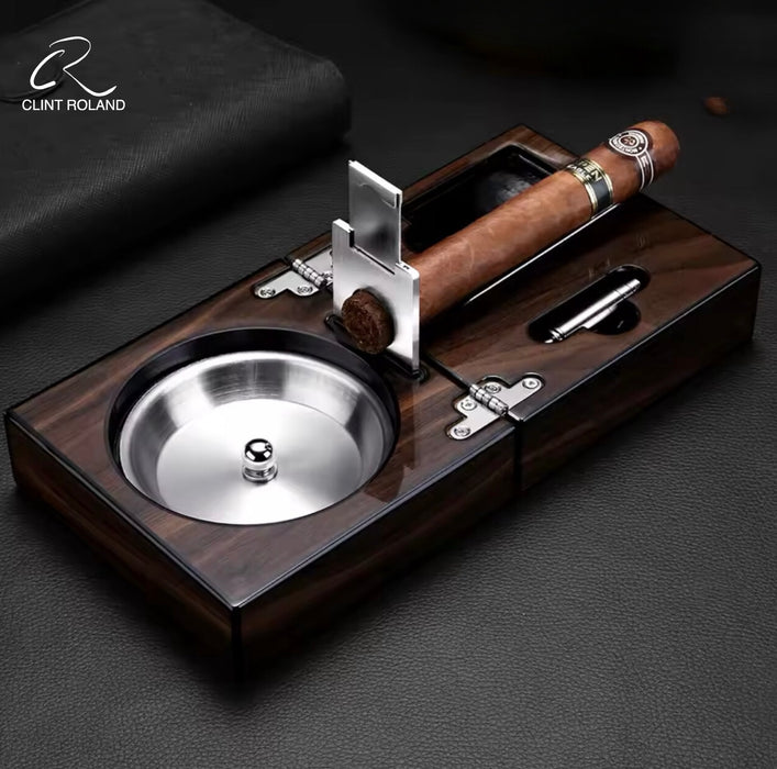 Retro Merbau Wood Small Foldable Cigar Ashtray