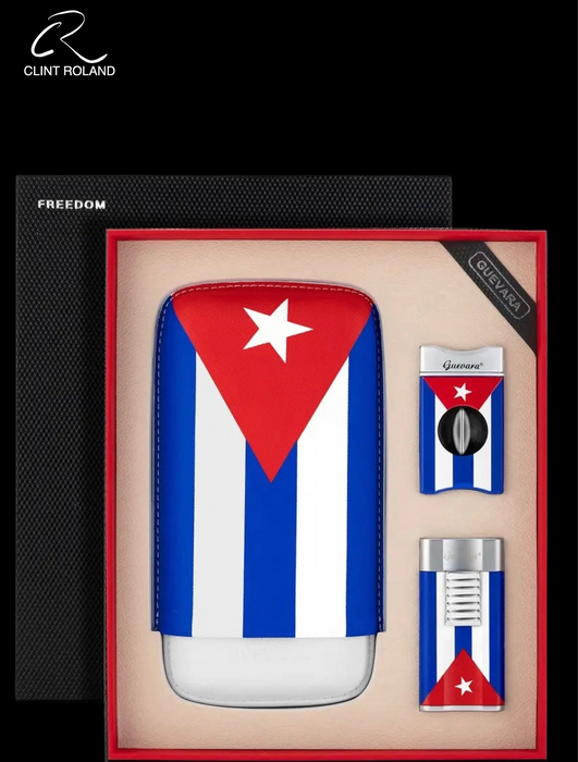 Juego de regalo de puros con bandera cubana