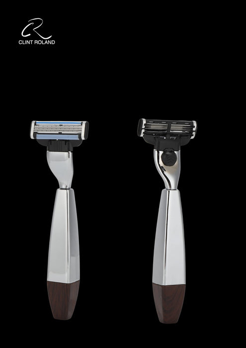 Rasoir carré moderne en bois/chrome MACH111