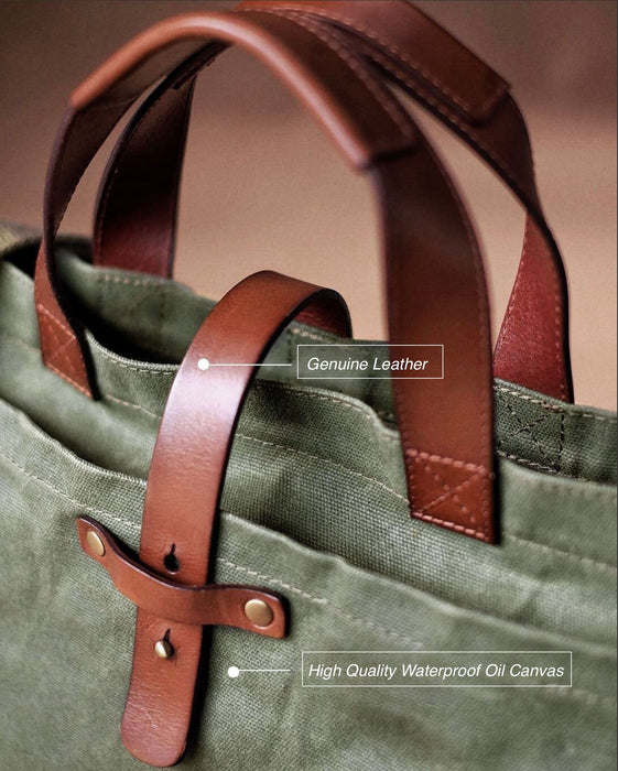Canvas and Leather Tote Bag