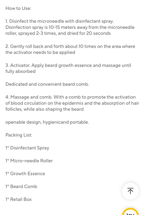 KIT DE POUSSE DE BARBE DERMA NEEDLE ROLLER