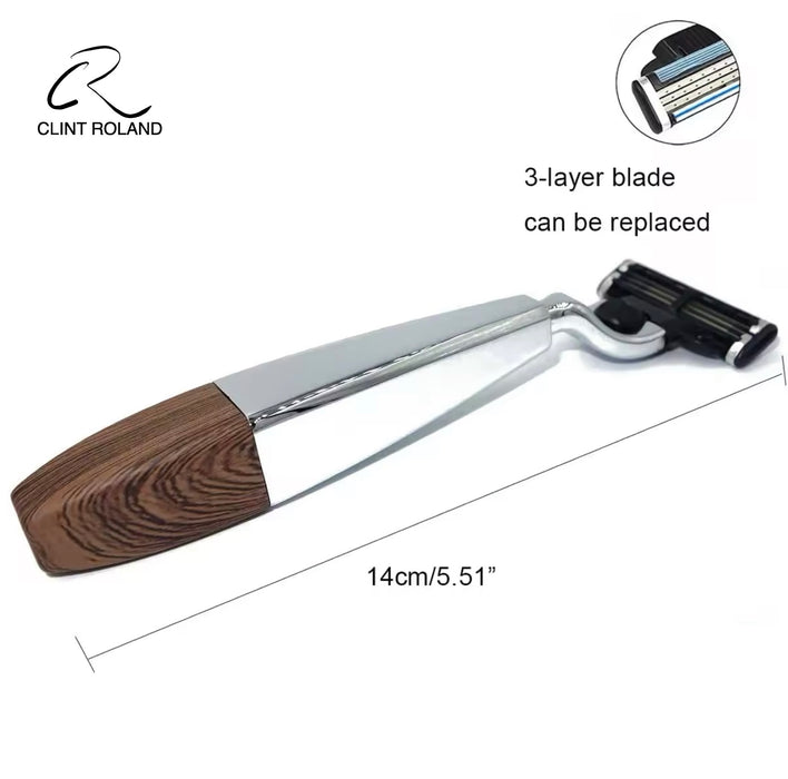 Rasoir carré moderne en bois/chrome MACH111