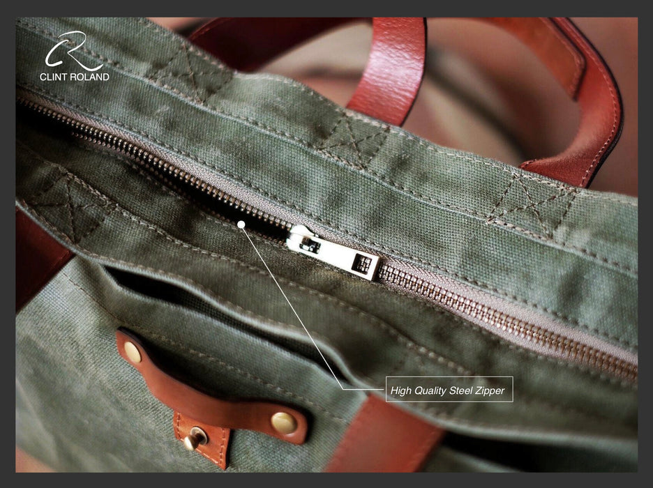 Canvas and Leather Tote Bag