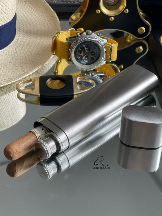 Elegant Cigar and Whiskey Hip Flask