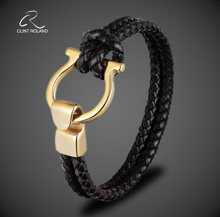 Elegant Equestrian designed clasp with braided Premium Leather Bracelet