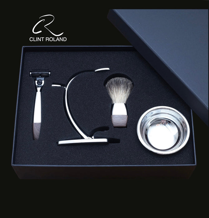 Coffret cadeau de rasoirs modernes en bois et chrome MACH111