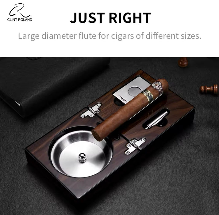 Retro Merbau Wood Small Foldable Cigar Ashtray