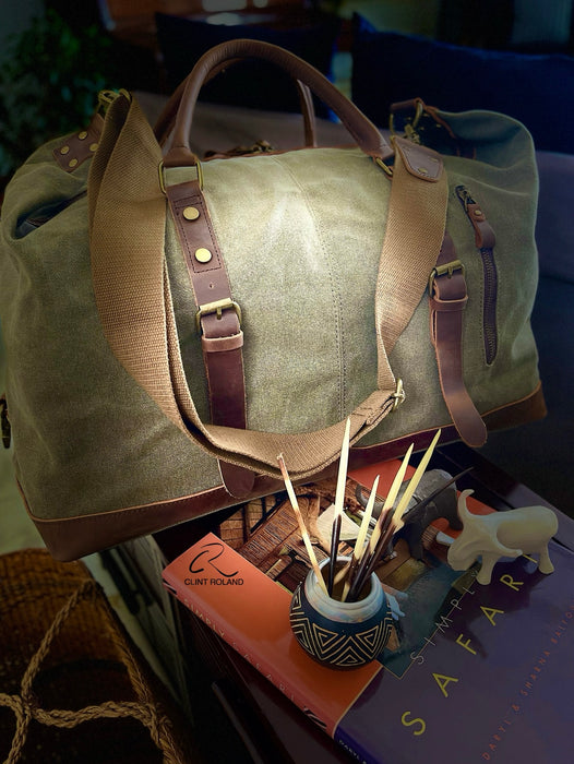 Sac fourre-tout Safari en toile/cuir