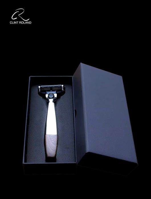 Rasoir carré moderne en bois/chrome MACH111
