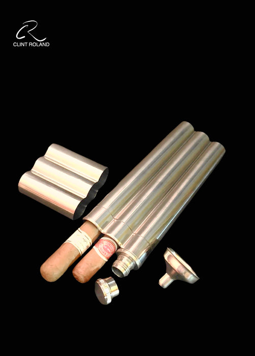 Triple Tubed - Cigar and Liquid Pocket Flask