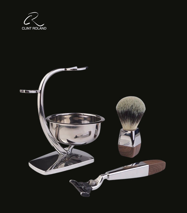 Coffret cadeau de rasoirs modernes en bois et chrome MACH111