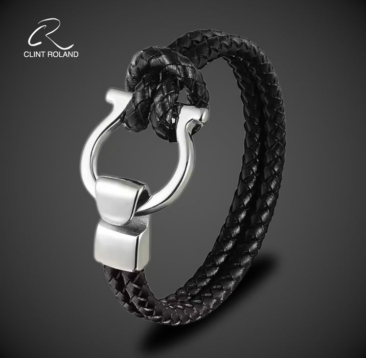 Elegant Equestrian designed clasp with braided Premium Leather Bracelet