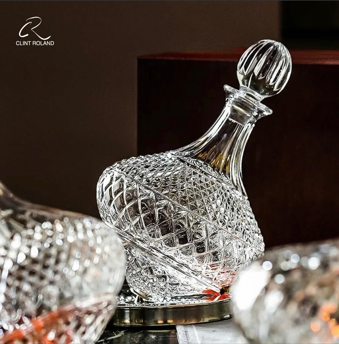 Luxury Diamond Cut Rotating Decanter