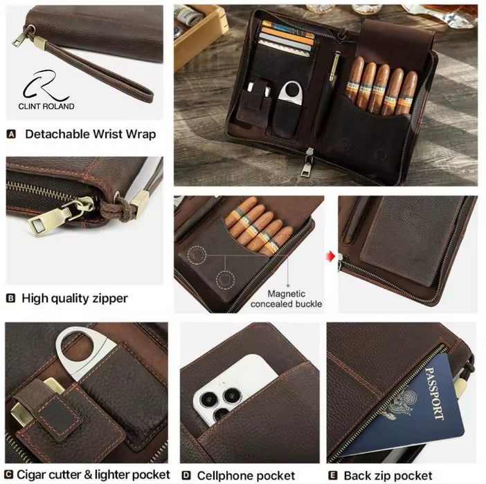 Portable Leather Cigar Case