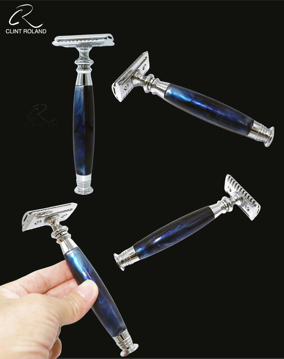 Blue Marbled Vintage Double Safety Razor Set - Classic Men’s Shaving K ...
